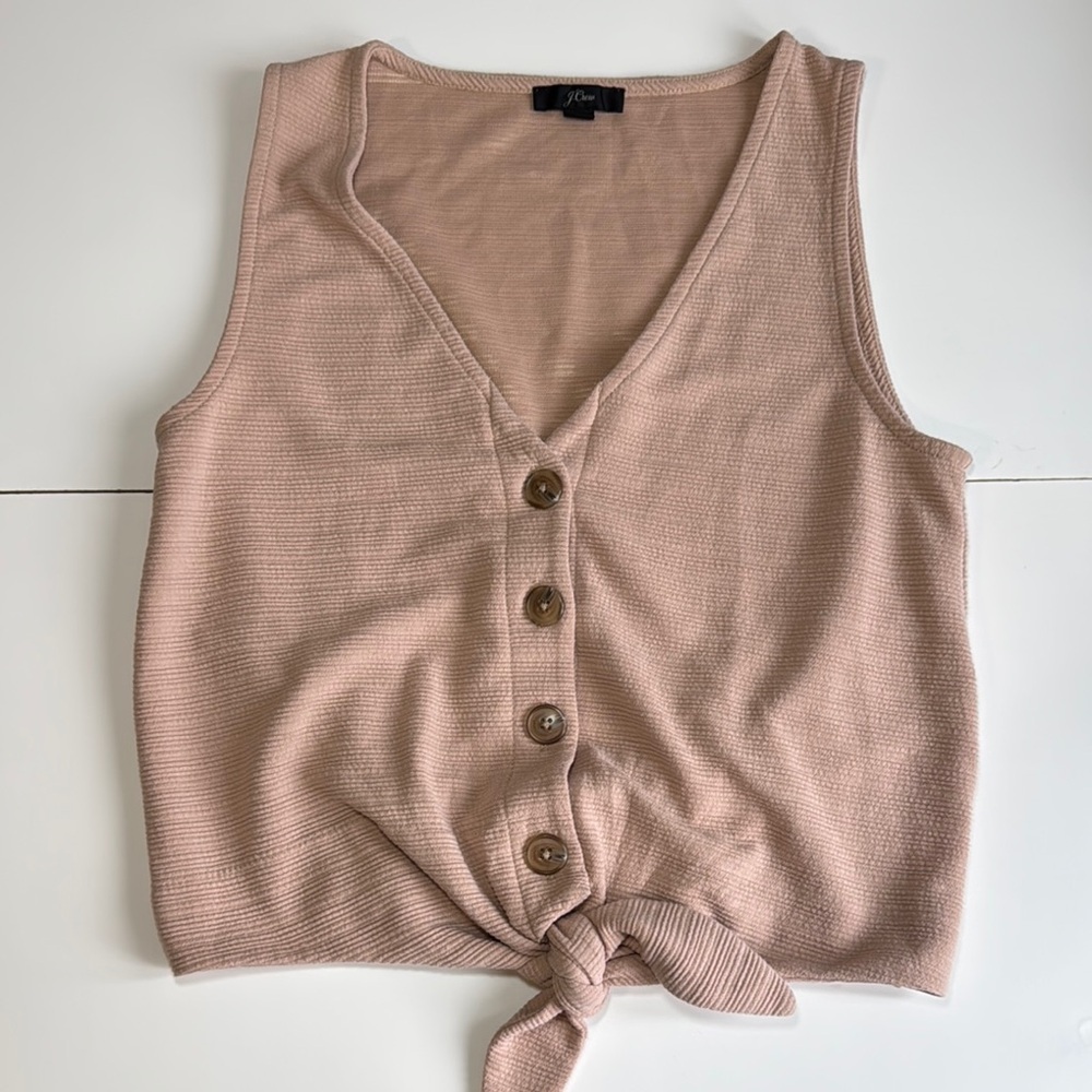 J. Crew Tan Buttoned Tie Front Tank Top